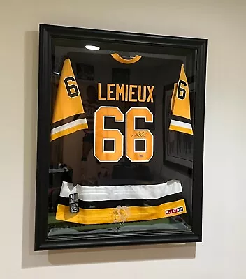 Mario Lemieux Signed Pittsburgh Penguins Jersey W/ COA +  Penguins Display Case • $1000