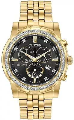 Citizen Eco-Drive Men's Crystal Accent Gold Bracelet Watch 42mm AT2452-52E • $186.99