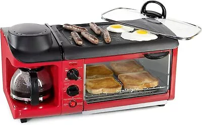 3-in-1 Breakfast Station Coffee Maker Non-Stick Griddle And 4-Slice Toaster Oven • $69.60