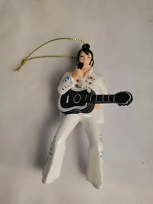 Elvis Presley White Jumpsuit And Black Guitar Hanging Sparkly Ornament Christmas • $11.99