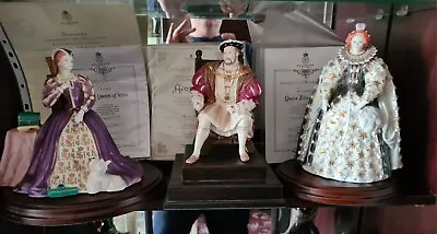 Bone China King Henry VIII Queen Elizabeth I Mary Queen Of Scots Figurines • £200