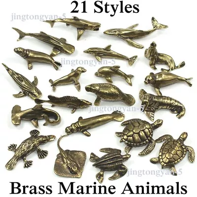 Brass Marine Animal Figurines Small Statue House Office Table Decoration Toys • $9.79