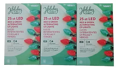 Holiday Living 25-Count 13-ft Red/Green LED Plug-In Christmas Lights Lot Of 3 • $53.99