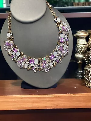 Vintage Statement Bib AB CRUSTAL Lavender. Color Bib Pendant Necklace 16” • $24.50