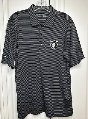 ANTIGUA Las Vegas Raiders Golf/Polo Men's Medium Black Stripe Short Sleeve Shirt • $14.99