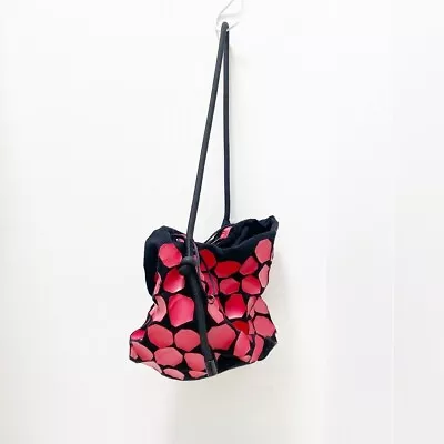 PLEATS PLEASE Issey Miyake Shoulder Bag - Black X Red Drawstring Used • $99.50