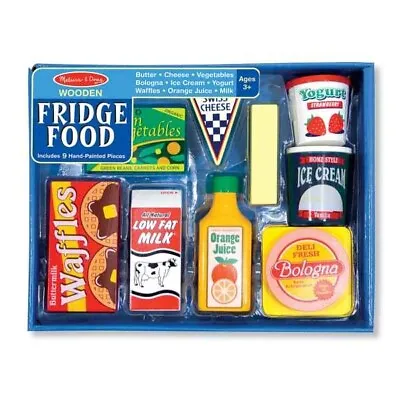 Melissa & Doug 9 Piece Fridge Food Ages 3+ Wooden Kitchen Groceries • $16.99