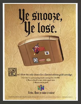 The Legend Of Zelda Ocarina Of Time N64 Gold Cartridge Promo Ad Art Print Poster • $14.95