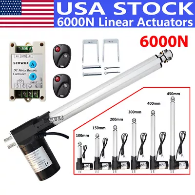 Electric 12V Linear Actuator 1320lbs W/ Controller Brackets DC Motor 6000N Lift • $54.99