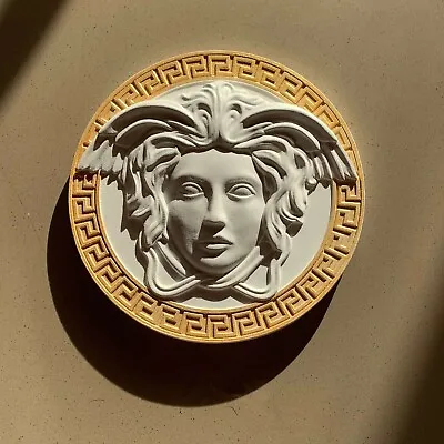 10  Medusa Gorgona Head 3d Wood Carved Applique Onlay White And Gold Wall Decor • $70.80