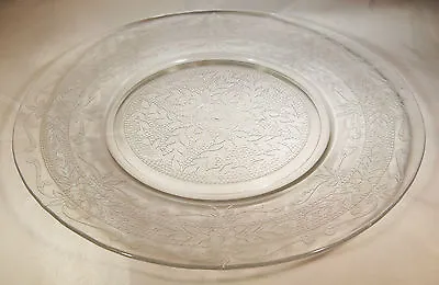 Macbeth Evans S Pattern Stippled Rose Band Crystal 8  Diameter Luncheon Plate! • $6.95