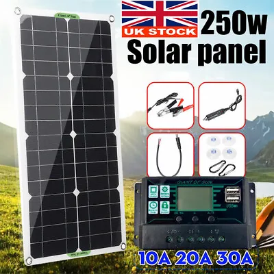 £37.99 • Buy 250W Solar Panel Kit 12V Battery Charger 30A Controller RV Trailer Boat Camping