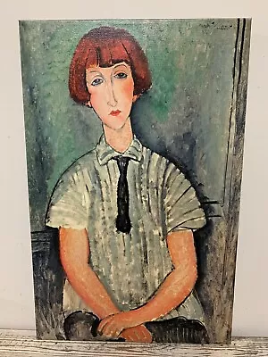 Modigliani Young Girl In A Striped Shirt Print On Canvas On Wood Frame 13” X 22” • $19