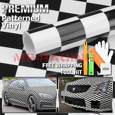 *Black White Checker Racing F1 Auto Car Vinyl Wrap Sticker Decal Sheet Film • $4.99