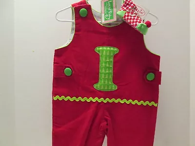 Mud Pie Red Corduroy Initial  I  Longall And Christmas Socks Size 0-6 Mos NWT • $19.95