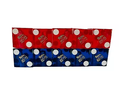 MGM Casino Dice Lot Of 10 Red Blue Cancelled Drilled Translucent Number Vintage • $55.54