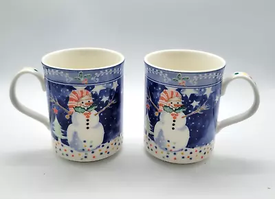 Epoch By Noritake Set Of 2 MR. SNOWMAN Coffee Mugs Christmas Holiday Winter • $6.99