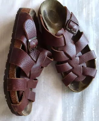 $24.99 • Buy Sz.240(6,6.5) Papillio Birkenstock Leather Slide 4 Strap Sandals W/Buckle ,Brown