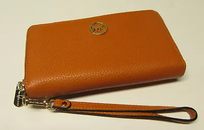 Michael Kors Fulton Large Flat Multifunction Leather Phone Case Wallet Tangerine • $59.95