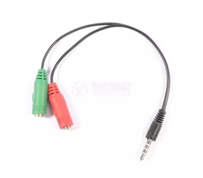 3.5mm Female To 2 Male Mic Audio Headphone Splitter Cable AUX Headset Microphone • $2.99