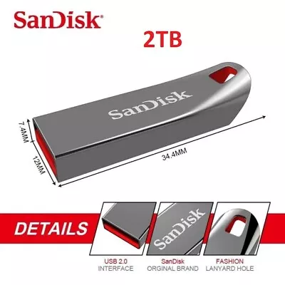 SanDisk USB Memory Stick Cruzer Force 2TB 2.0 Flash Drive BackUp • £9.95