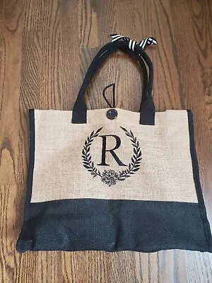  Monogrammed Jute Tote Beach Bag  Personalized R • $10