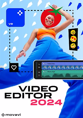 Movavi Video Editor 2024 enhance Capture Videos AI BG Removal {Lifetime} DISC • $62.95