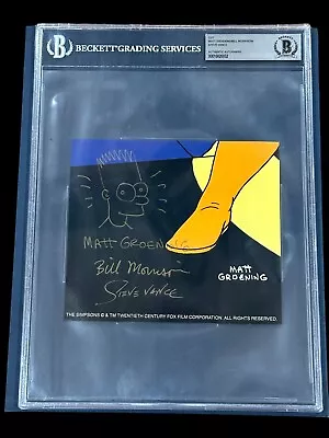 Matt Groening Steve Vance The Simpsons Signed Autograph Bart Sketch BAS Beckett • $799.99