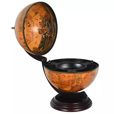 Tabletop 16th Century Nautical Map Wood Wine Stand 19  Globe Bar Wine Cabinet • $59.95