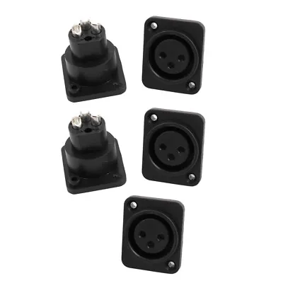 5 Pcs XLR Female Chassis Panel Mount Socket Black Audio MIC 3 Terminals • £6.16