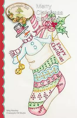 Merry Christmas Stocking Sewing And Embroidery Pattern By Meg Hawkey For Crabapp • $9.98