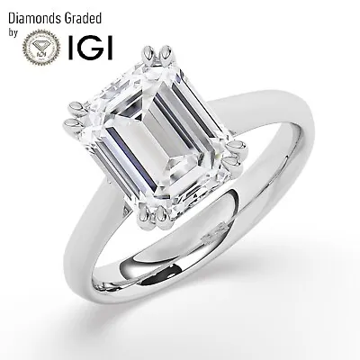 Emerald Solitaire 950 Plainum Engagement Ring 4 Ct Lab-grown IGI Certified • $2728