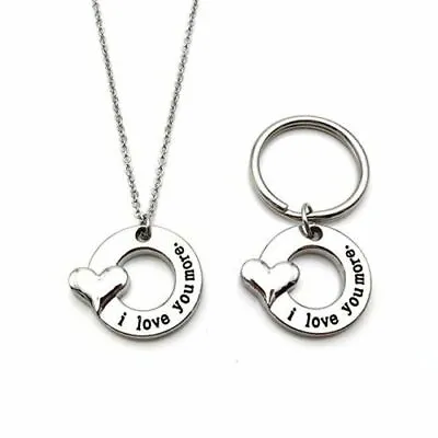 I Love You More Keychain & Necklace Valentine's Day Gift For Girlfriend Wife • $13.99