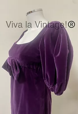 60s-70s Vintage Saks 5th Ave Velvet Mini Dress Eggplant Purple Mod GoGo Designer • $183.75