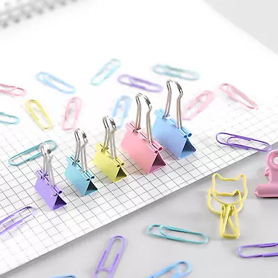 Colourful Foldback Letter Clip Metal Binder PAPER GRIP Binding Push Pin Office N • £5.86