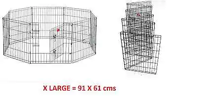 8 Panel Wire Metal Pet Dog Animal Exercise Playpen Fence Enclosure Cage X Large • £34.99