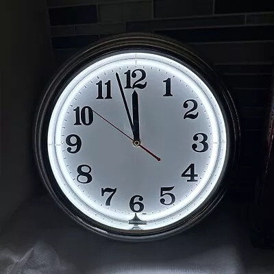 Retro Neon Wall Clock-Battery Operated Wall Clock Vintage Bar 14 Inch White • $39