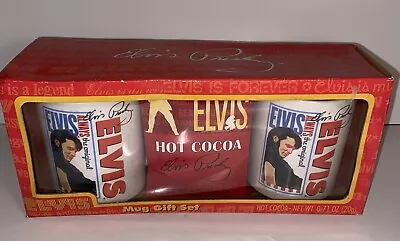 2010 Elvis Presley 2 Coffee Mug Gift Set W/ Hot Cocoa Official Elvis Product NIB • $24.25