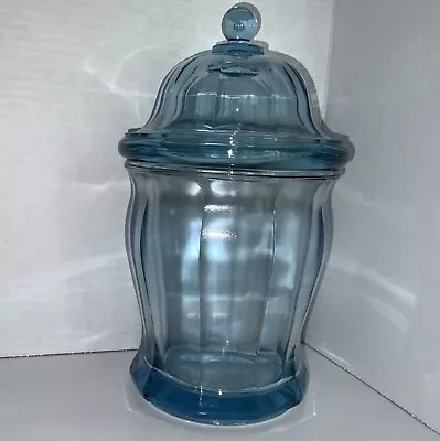 Vintage Indiana Blue Glass Paneled Apothecary Canister/Jar 10  • $22