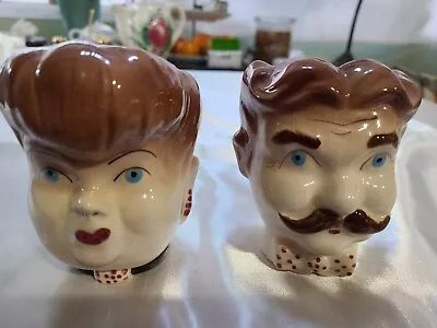  Two 1950's Glazed Ceramic Aunt Bea & Tom Mayberry Rfd  Head Vase Wall Pockets   • $45