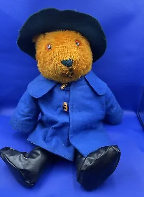 Vintage  Paddington Bear- Blue Coat Green Hat  Boots Approximately 24” • £17.99