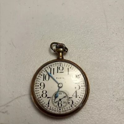G.F. Elgin Pocket Watch Masonic Back Sz 12s 15 J • $225
