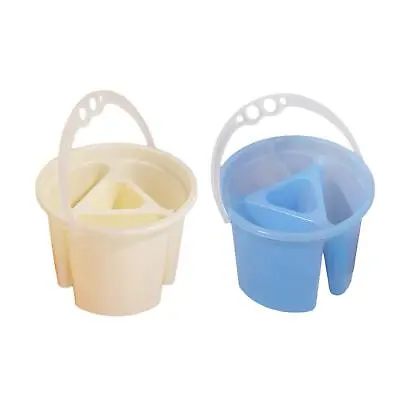 Paint Brush Washing Bucket 4 Grids Portable With Handle With Pen Holder • £7.51
