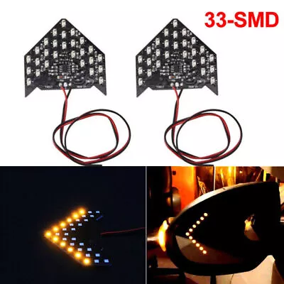 2pcs Amber 33-SMD Sequential LED Arrows For Car Side Mirror Turn Signal Lights/# • $6.99