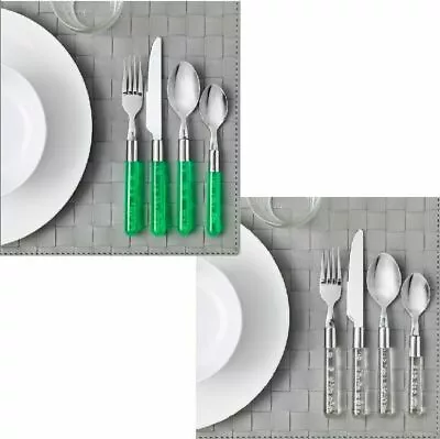 IKEA BUBBLOR Cutlery Sets 24 Pieces Transparent Bubbler Colour Serves 6 People • £28.99