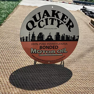 1958 Quaker City Bonded Motor Oil Gas & Oil Station Garage Man Cave Sign • $159