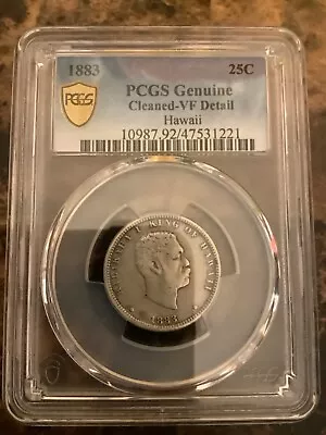 $149.99 • Buy 1883 Hawai’i / Hawaiian 25Cent Silver Coin-PCGS Genuine-cleaned-VF Detail