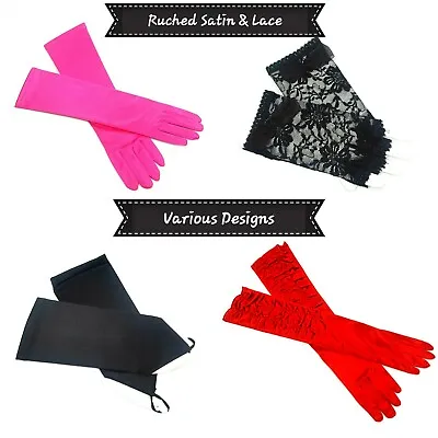 £8.14 • Buy Satin Lace Gloves Ruched Long Short Various