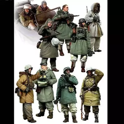 1/35 10pcs Figures Resin Model Kit Winter German Soldiers Infantry WW2 Unpainted • £28.64