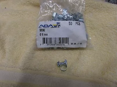 (50) ABA Group Mini 8/9 Mm C7 Hose Clamps 8mm Dia 9mm Wide NOS Bag Of 50 M11 • $48